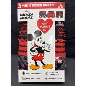 Mens Disney's Mickey Mouse 3 Pk Boxer Briefs L (36-38) Valentine's